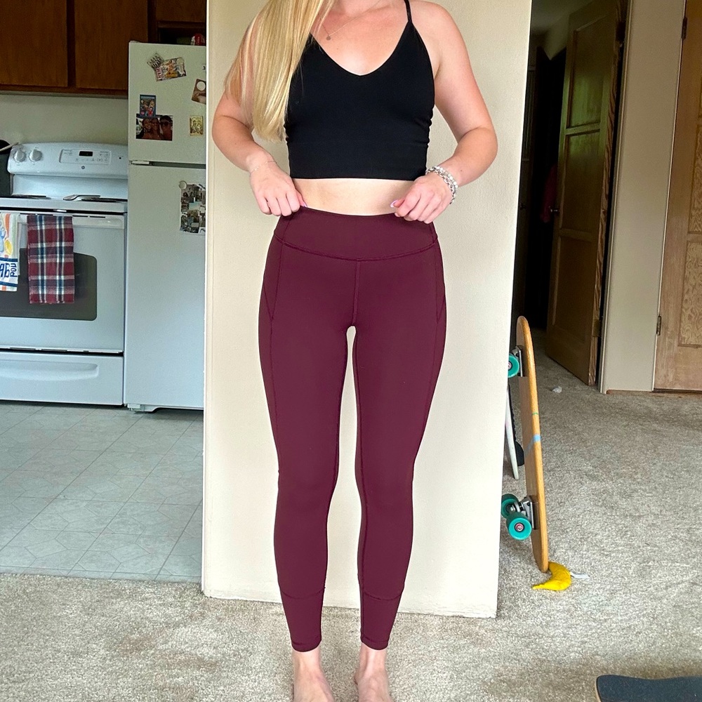 Lululemon Free and Fast Maroon Leggings